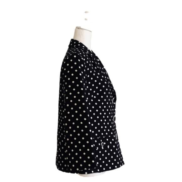 Kasper Blazer Jacket Black White Polka Dot 3/4 Sleeve Button Front Size 10 - Picture 4 of 12